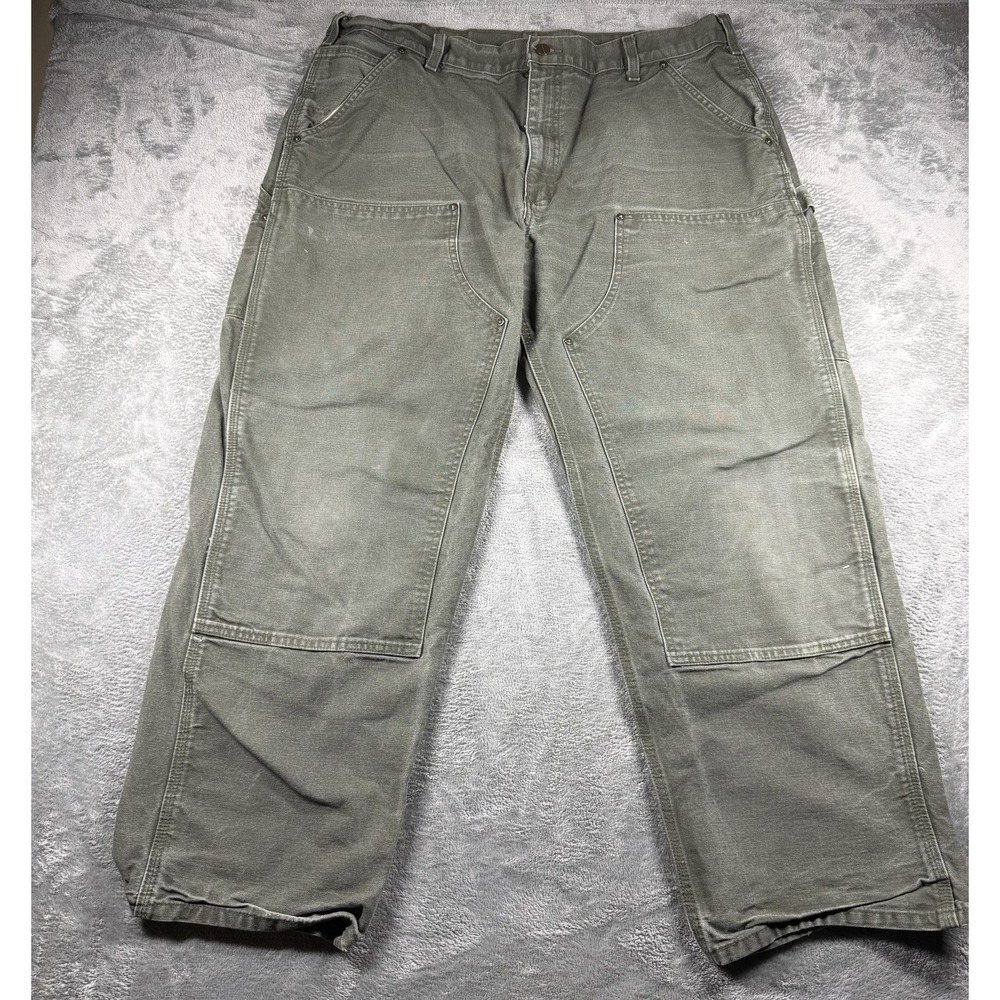 Carhartt B136 MOS Double Front Pants Mens 40x30 Faded Moss Duck Carpenter